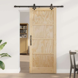 Bīdāmo Durvju Komplekts Cits Orkdal Dabīga Un Melna 83 X 202 Cm Vidaxl