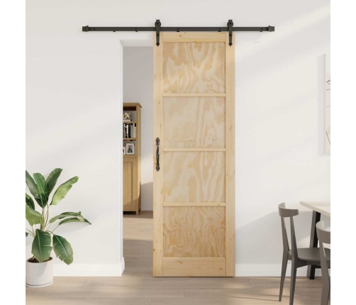 Bīdāmās Durvis Dabīga Un Melna 78 X 232 Cm Vidaxl