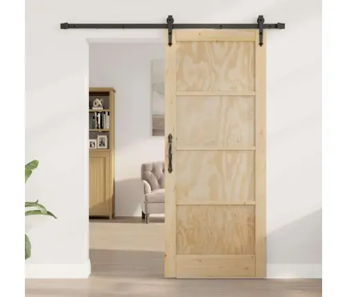Bīdāmās Durvis Dabīga Un Melna 83 X 202 Cm Vidaxl