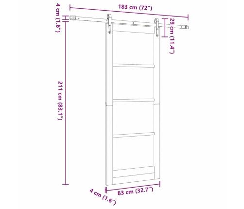 Bīdāmās Durvis Dabīga Un Melna 83 X 211 Cm Vidaxl