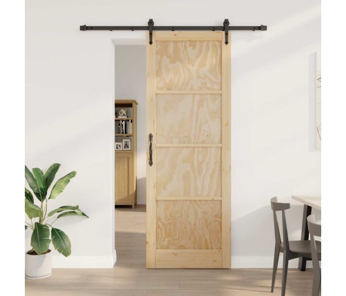 Bīdāmās Durvis Dabīga Un Melna 83 X 232 Cm Vidaxl