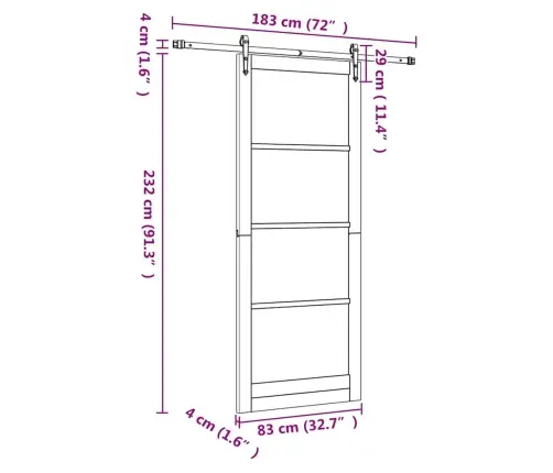 Stumdomos Durys Orkdal Natūralios Ir Juodos Spalvos 83 X 232 Cm
