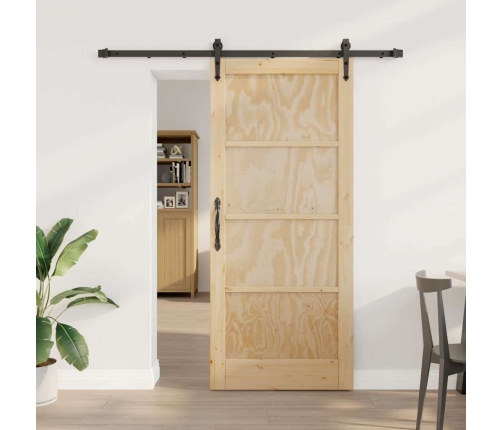 Bīdāmās Durvis Dabīga Un Melna 86 X 198.5 Cm Vidaxl