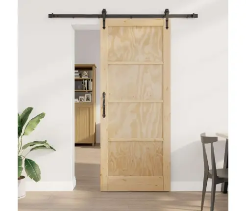 Bīdāmās Durvis Dabīga Un Melna 86 X 211 Cm Vidaxl