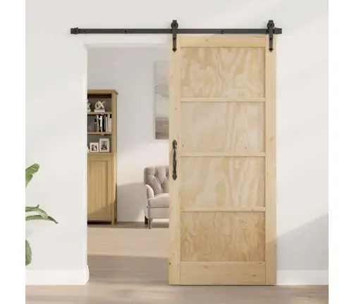 Bīdāmās Durvis Dabīga Un Melna 86 X 211 Cm Vidaxl