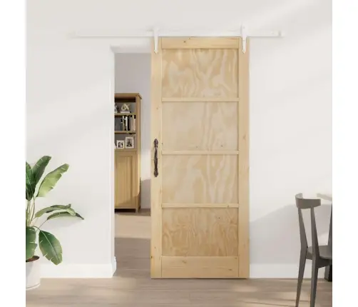 Bīdāmās Durvis Dabisks Un Balts 83 X 202 Cm Vidaxl