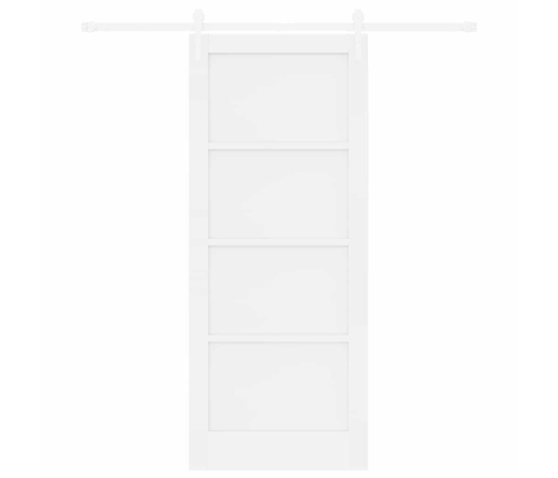 Bīdāmās Durvis Balts 83 X 202 Cm Cieta Priedes Koks Un Tērauds Vidaxl