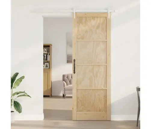 Bīdāmās Durvis Dabisks Un Balts 83 X 232 Cm Vidaxl