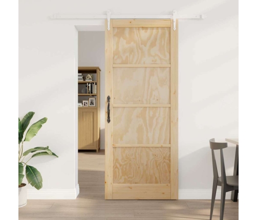Bīdāmās Durvis Dabisks Un Balts 86 X 211 Cm Vidaxl