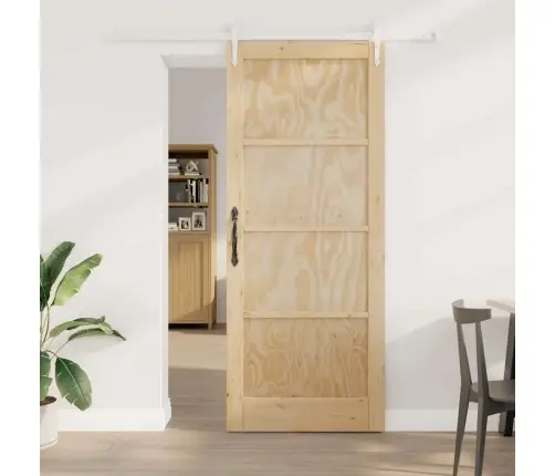 Bīdāmās Durvis Dabisks Un Balts 86 X 211 Cm Vidaxl