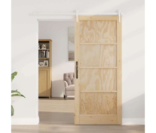 Bīdāmās Durvis Dabisks Un Balts 86 X 211 Cm Vidaxl