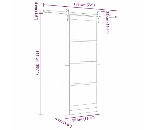 Bīdāmās Durvis Dabisks Un Balts 86 X 211 Cm Vidaxl