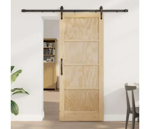 Bīdāmās Durvis Ar Aparatūras Komplektu 83X202 Cm No Izturīga Priedes Koka Vidaxl