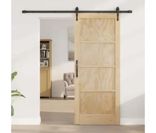 Bīdāmās Durvis Ar Aparatūras Komplektu 83X202 Cm No Izturīga Priedes Koka Vidaxl