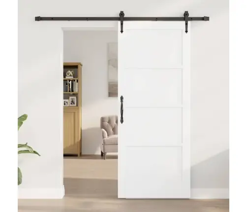 Bīdāmās Durvis Ar Aparatūras Komplektu Baltā 83X202 Cm Masīvā Priedē Vidaxl