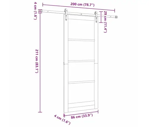 Libisev Uks Muu Orkdal Naturaalne Ja Must 86 X 211 Cm