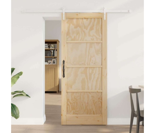 Bīdāmās Durvis Ar Aparatūras Komplektu 83X202 Cm Cietā Koka Priede Vidaxl