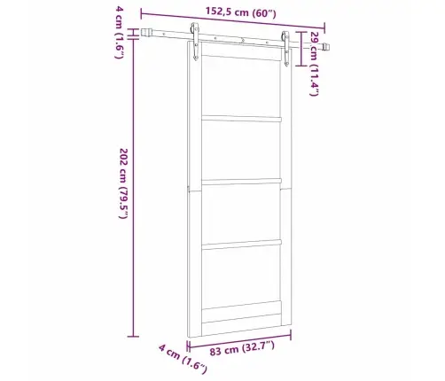 Slankios Durys Orkdal Balta 83 X 202 Cm Pušies Masyvas