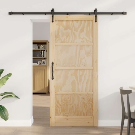 Slīdošās Durvis Orkdal Brūna 78 X 202 Cm Priedes Masīvkoks Vidaxl