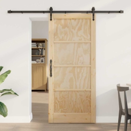 Slīdošās Durvis Orkdal Brūna 86 X 198.5 Cm Priedes Masīvkoks Vidaxl