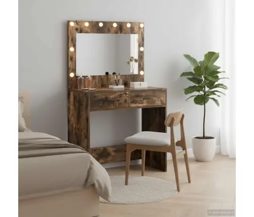 Grims Galds Ar Led Gaismām Dūmotā Ozolā 78.5X41X135 Cm Vidaxl