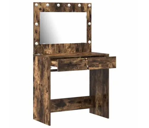 Grims Galds Ar Led Gaismām Dūmotā Ozolā 78.5X41X135 Cm Vidaxl