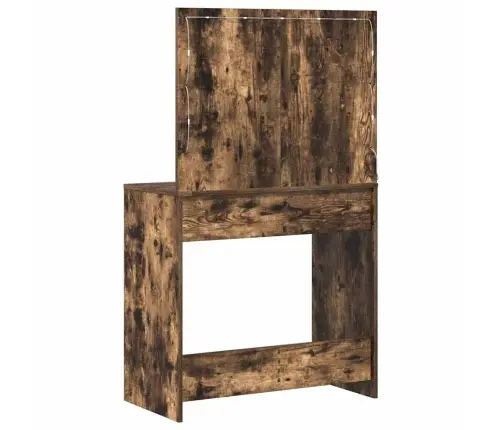 Grims Galds Ar Led Gaismām Dūmotā Ozolā 78.5X41X135 Cm Vidaxl