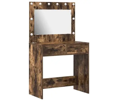 Grims Galds Ar Led Gaismām Dūmotā Ozolā 78.5X41X135 Cm Vidaxl