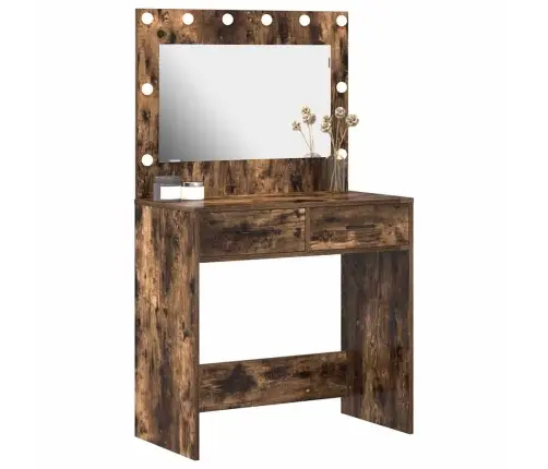 Grims Galds Ar Led Gaismām Dūmotā Ozolā 78.5X41X135 Cm Vidaxl