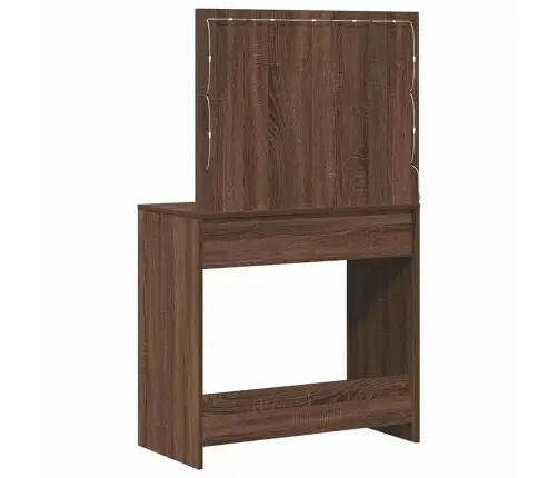 Grima Galds Ar Led Gaismām Brūns Ozols 78,5X41X135 Cm Vidaxl