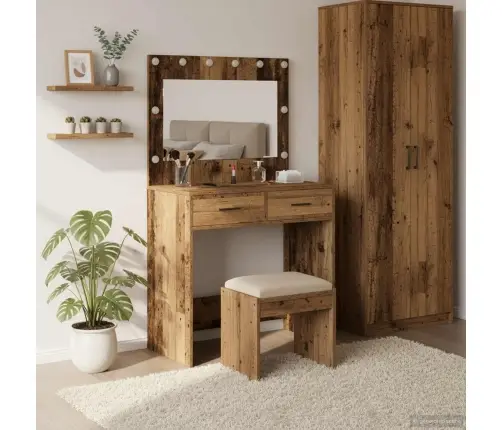 Grima Galdiņš Ar Led Gaismām Vecs Koks 78,5X41X135 Cm Vidaxl