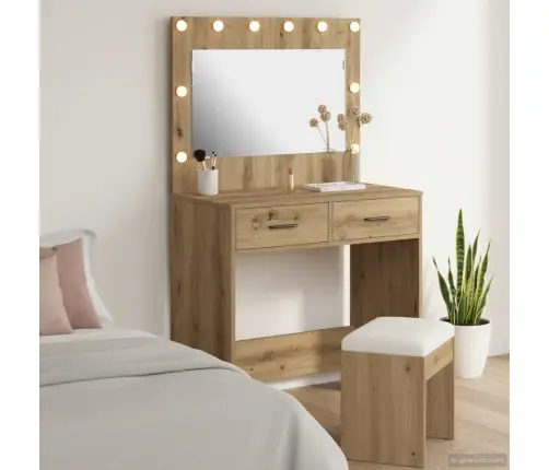 Tualetes Galdiņš Ar Led Gaismām Amatnieku Ozols 78.5X41X135 Cm Vidaxl