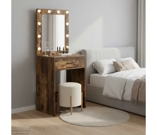 Grimēšanas Galds Ar Led Gaismām Dūmojuma Ozolā 50X41X135 Cm Vidaxl