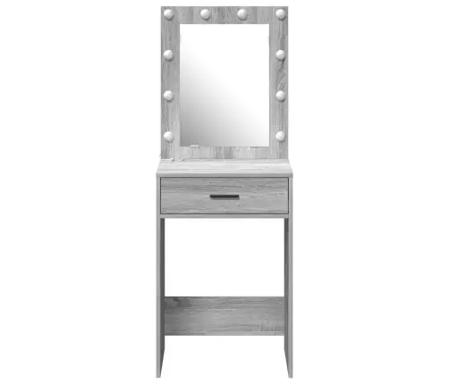 Kosmētikas Galds Ar Led Gaismiņām Pelēks Sonoma 50X41X135 Cm Vidaxl