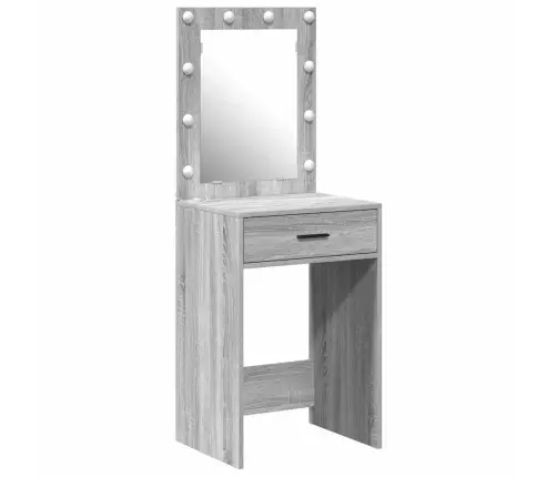 Kosmētikas Galds Ar Led Gaismiņām Pelēks Sonoma 50X41X135 Cm Vidaxl