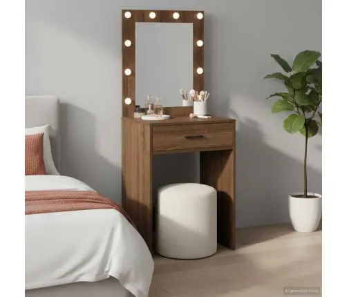 Tualetes Galdiņš Ar Led Gaismām Brūns Ozols 50X41X135 Cm Vidaxl