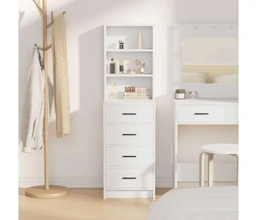 Aukštas Spintelė Balta 40 X 41 X 135 Cm Apdirbta Mediena