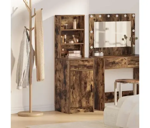 Augstais Skapis Dūmota Ozola, 40X41X135 Cm, Izgatavots No Inženierijas Koka Vidaxl