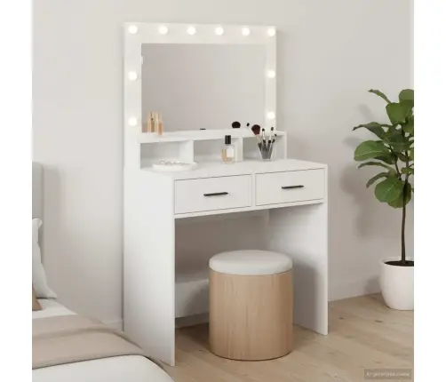 Grima Galds Ar Led Gaismām, Balts, 79X41X135 Cm Vidaxl