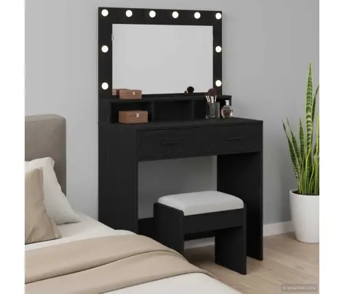 Makiažo Stalas Juodas Ąžuolas 79 X 41 X 135 Cm Apdirbta Mediena