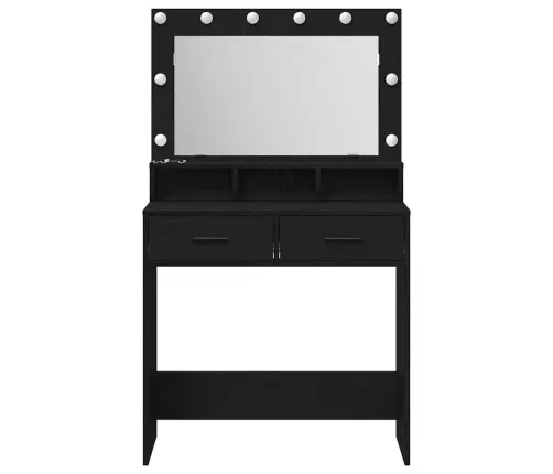 Makiažo Stalas Juodas Ąžuolas 79 X 41 X 135 Cm Apdirbta Mediena