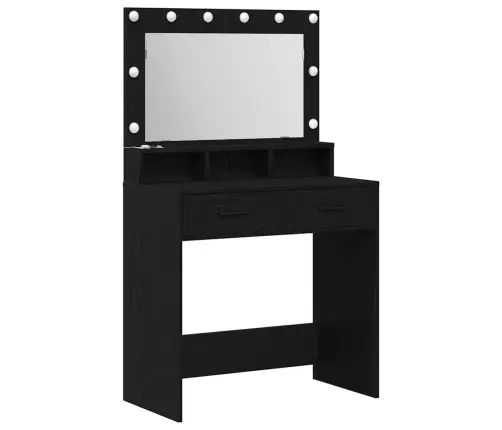 Makiažo Stalas Juodas Ąžuolas 79 X 41 X 135 Cm Apdirbta Mediena