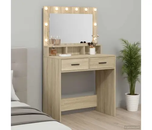 Tualetes Galdiņš Ar Led Gaismām, Sonoma Ozola Krāsā, 79X41X135 Cm Vidaxl