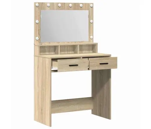 Tualetes Galdiņš Ar Led Gaismām, Sonoma Ozola Krāsā, 79X41X135 Cm Vidaxl