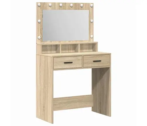 Tualetes Galdiņš Ar Led Gaismām, Sonoma Ozola Krāsā, 79X41X135 Cm Vidaxl