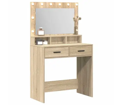 Tualetes Galdiņš Ar Led Gaismām, Sonoma Ozola Krāsā, 79X41X135 Cm Vidaxl