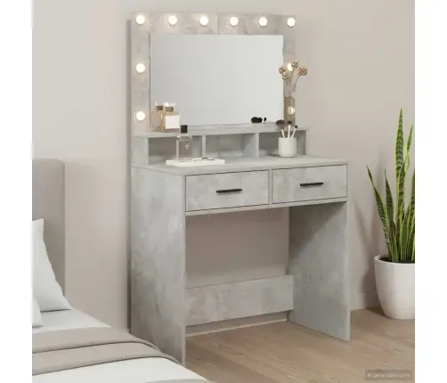 Tualetes Galdiņš Ar Led Gaismām, Betona Pelēks, 79X41X135 Cm Vidaxl