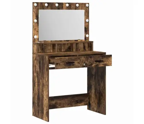 Tualetes Galdiņš Ar Led Gaismām Dūmota Ozola 79X41X135 Cm Vidaxl