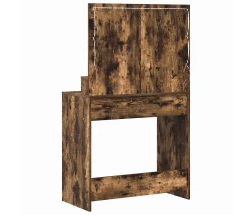 Tualetes Galdiņš Ar Led Gaismām Dūmota Ozola 79X41X135 Cm Vidaxl