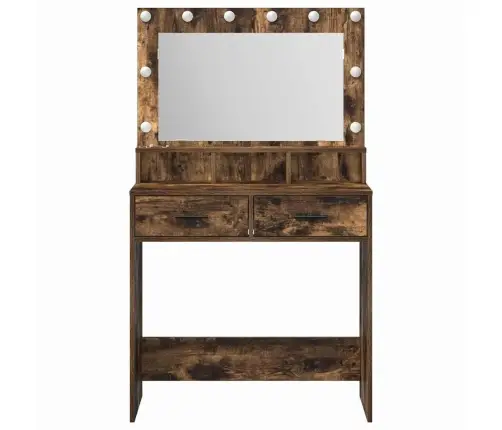 Tualetes Galdiņš Ar Led Gaismām Dūmota Ozola 79X41X135 Cm Vidaxl